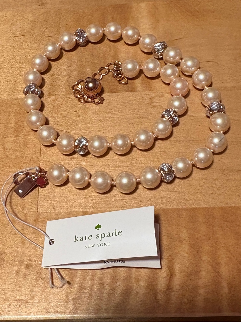 Kate Spade New York “Lady Marmalade” Pearl Blush Rhinestone Necklace NWT